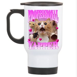 Cat Funny Oddly Specific Dank Meme Professional Yapper Stainless Steel Travel Mug