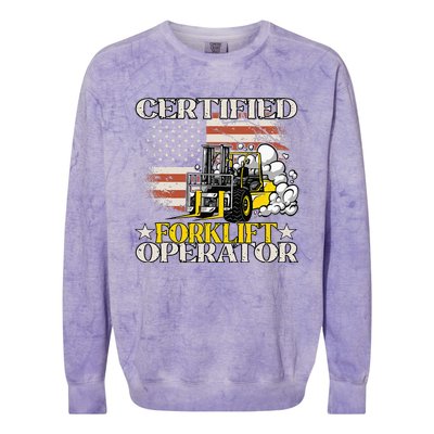 Certified Forklift Operator Forklift Driver Colorblast Crewneck Sweatshirt