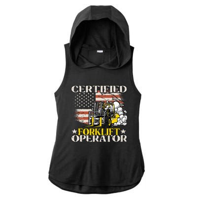 Certified Forklift Operator Forklift Driver Ladies PosiCharge Tri-Blend Wicking Draft Hoodie Tank