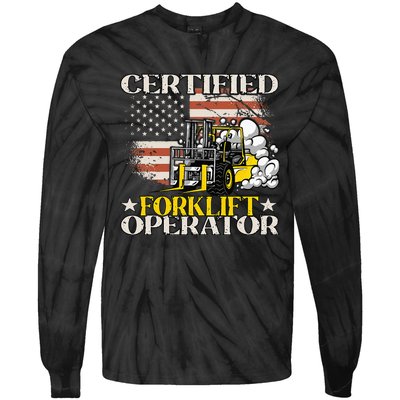 Certified Forklift Operator Forklift Driver Tie-Dye Long Sleeve Shirt