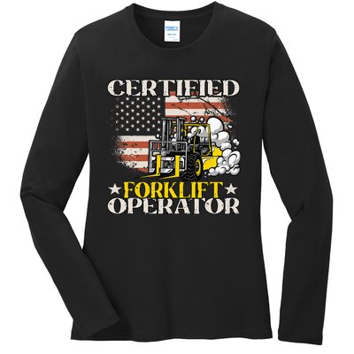 Certified Forklift Operator Forklift Driver Ladies Long Sleeve Shirt