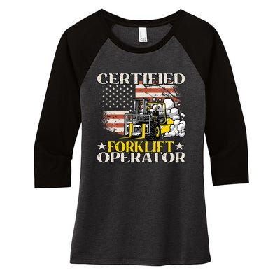 Certified Forklift Operator Forklift Driver Women's Tri-Blend 3/4-Sleeve Raglan Shirt