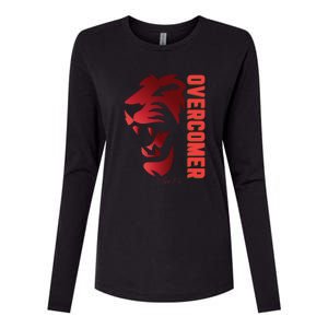 Christian Faith Overcomer Motivational Lion Of Judah Womens Cotton Relaxed Long Sleeve T-Shirt