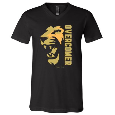 Christian Faith Overcomer Motivational Lion Of Judah V-Neck T-Shirt