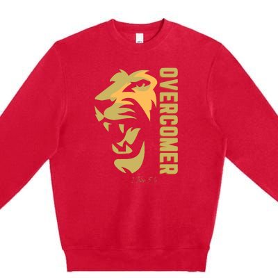 Christian Faith Overcomer Motivational Lion Of Judah Premium Crewneck Sweatshirt