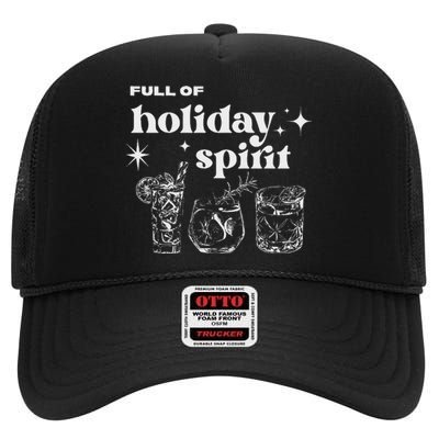 Christmas Full Of Holiday Spirit Cocktail Club High Crown Mesh Back Trucker Hat