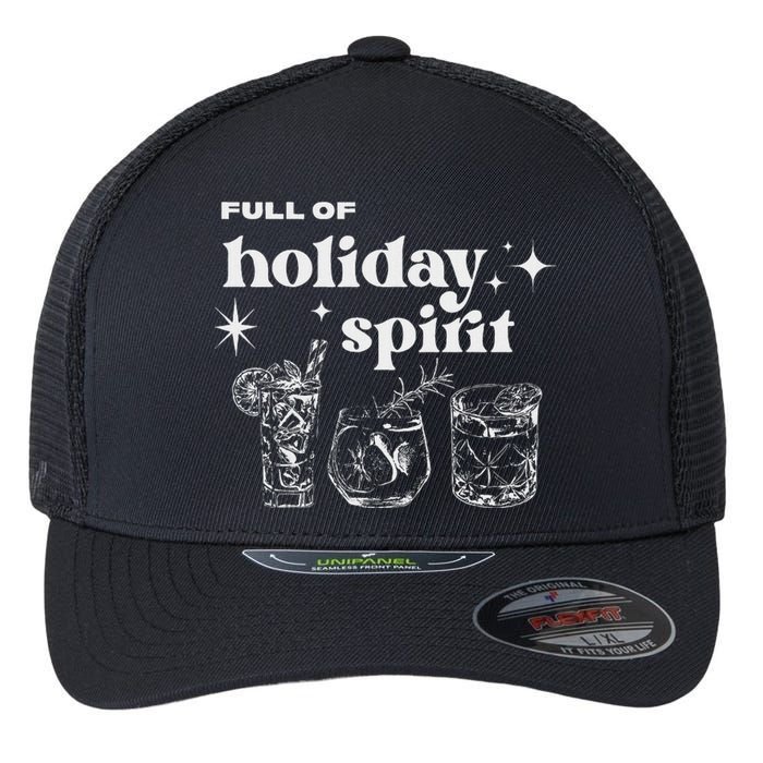 Christmas Full Of Holiday Spirit Cocktail Club Flexfit Unipanel Trucker Cap