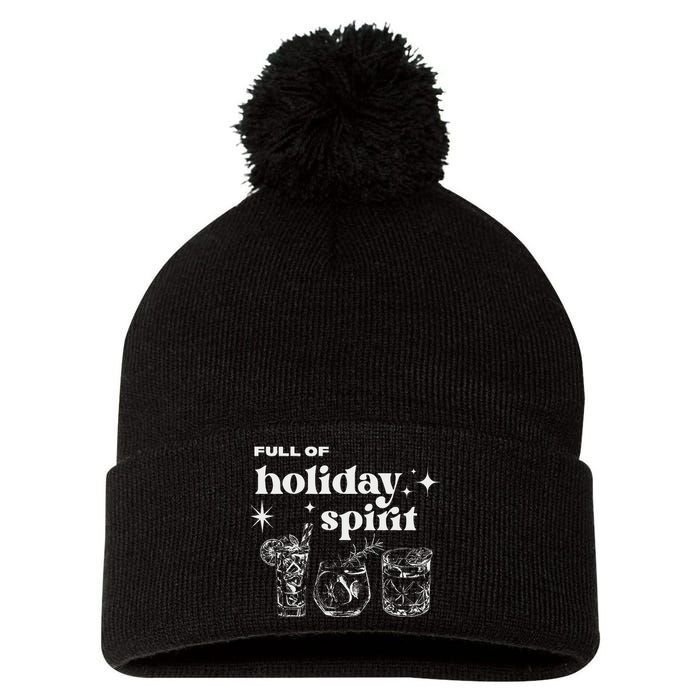 Christmas Full Of Holiday Spirit Cocktail Club Pom Pom 12in Knit Beanie