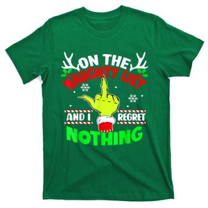 Christmas Funny On The List Of Naughty And I Regret Nothing Xmas Gift T-Shirt