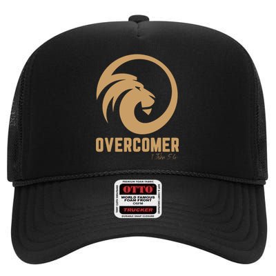 Christian Faith Overcomer Motivational Lion Of Judah High Crown Mesh Back Trucker Hat