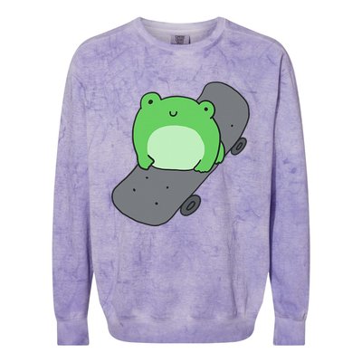 Cute Frog On Skateboard Kawaii Aesthetic Frog Colorblast Crewneck Sweatshirt