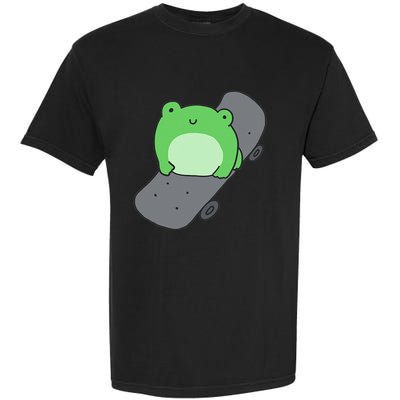 Cute Frog On Skateboard Kawaii Aesthetic Frog Garment-Dyed Heavyweight T-Shirt