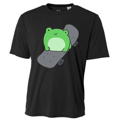 Cute Frog On Skateboard Kawaii Aesthetic Frog Cooling Performance Crew T-Shirt