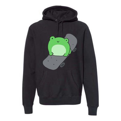 Cute Frog On Skateboard Kawaii Aesthetic Frog Premium Hoodie