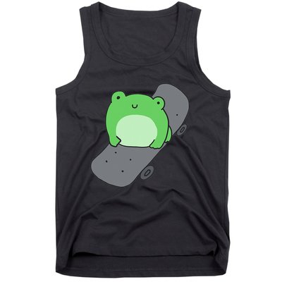 Cute Frog On Skateboard Kawaii Aesthetic Frog Tank Top