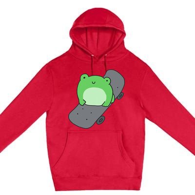 Cute Frog On Skateboard Kawaii Aesthetic Frog Premium Pullover Hoodie