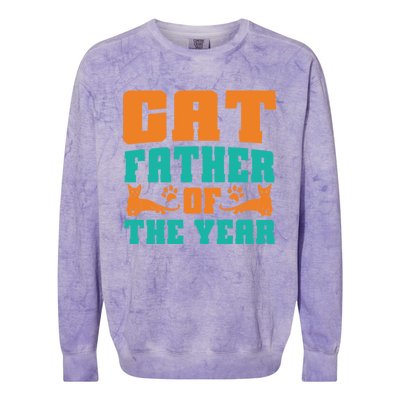 Cat Father Of The Year Cat Dad Gift Colorblast Crewneck Sweatshirt