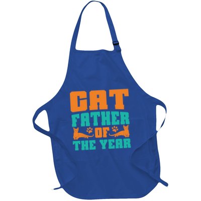 Cat Father Of The Year Cat Dad Gift Full-Length Apron With Pockets