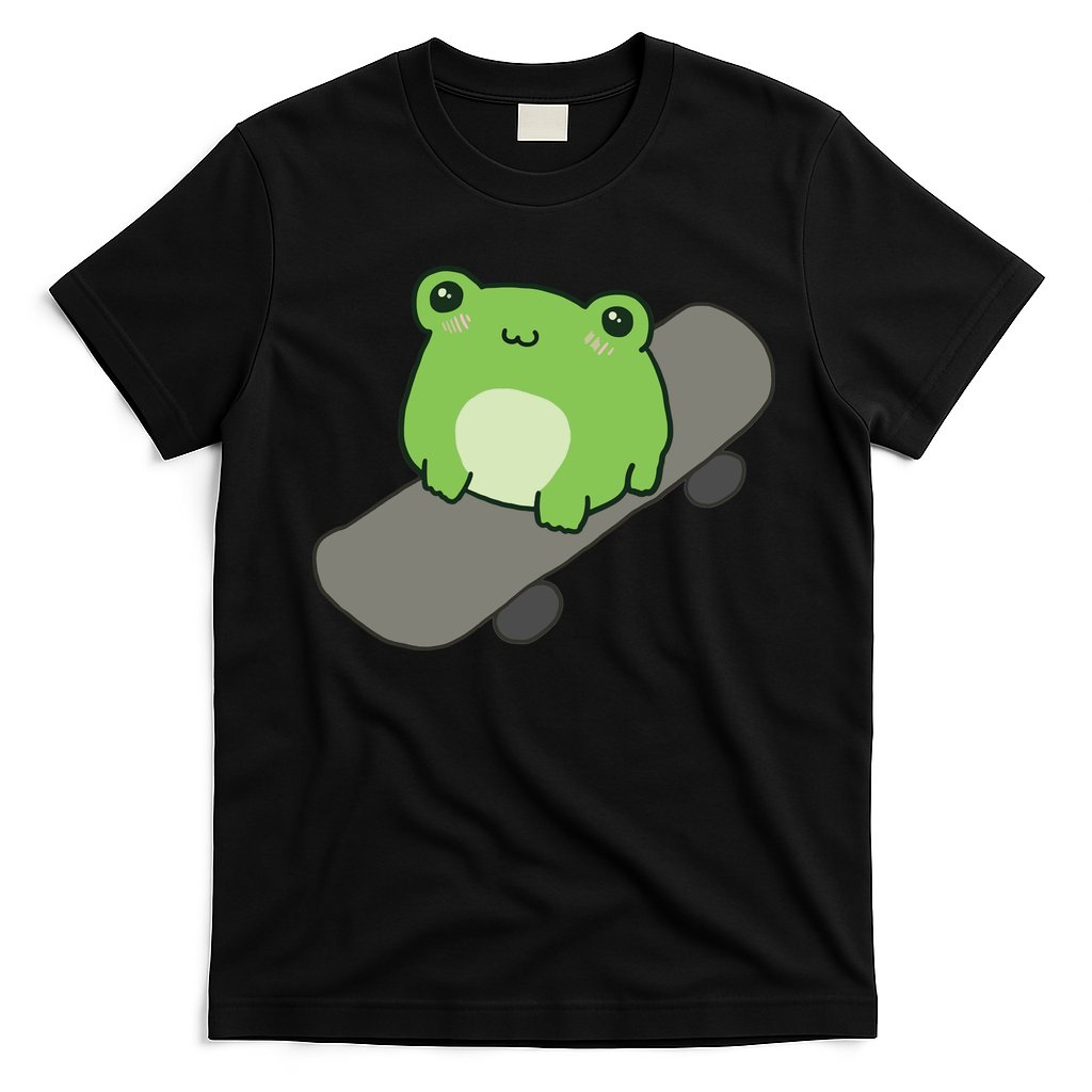 Cute Frog On Skateboard Kawaii Aesthetic Frog T-Shirt