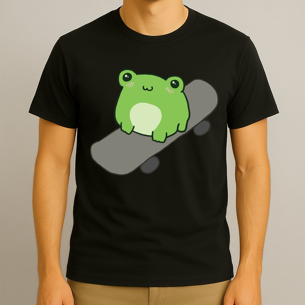 Cute Frog On Skateboard Kawaii Aesthetic Frog T-Shirt