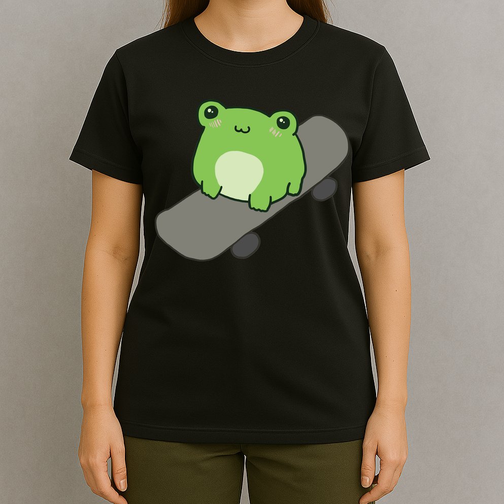 Cute Frog On Skateboard Kawaii Aesthetic Frog T-Shirt