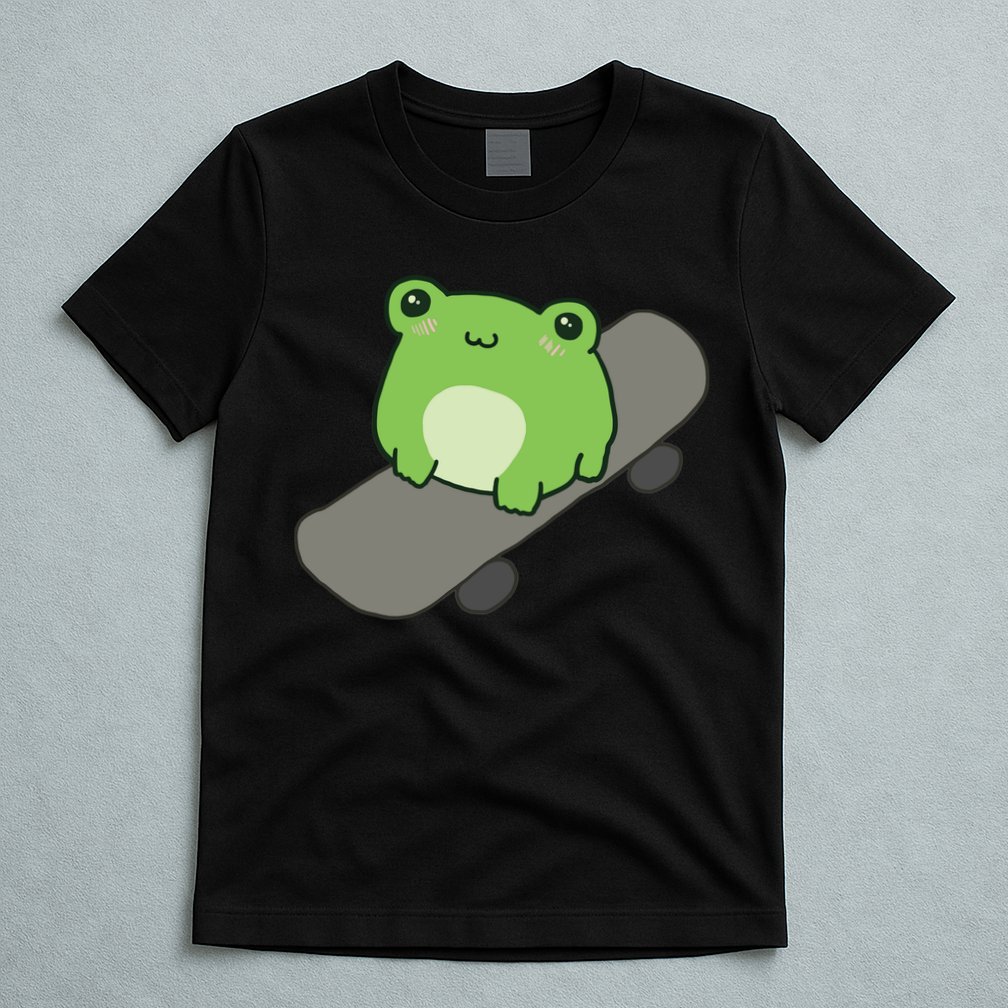 Cute Frog On Skateboard Kawaii Aesthetic Frog T-Shirt