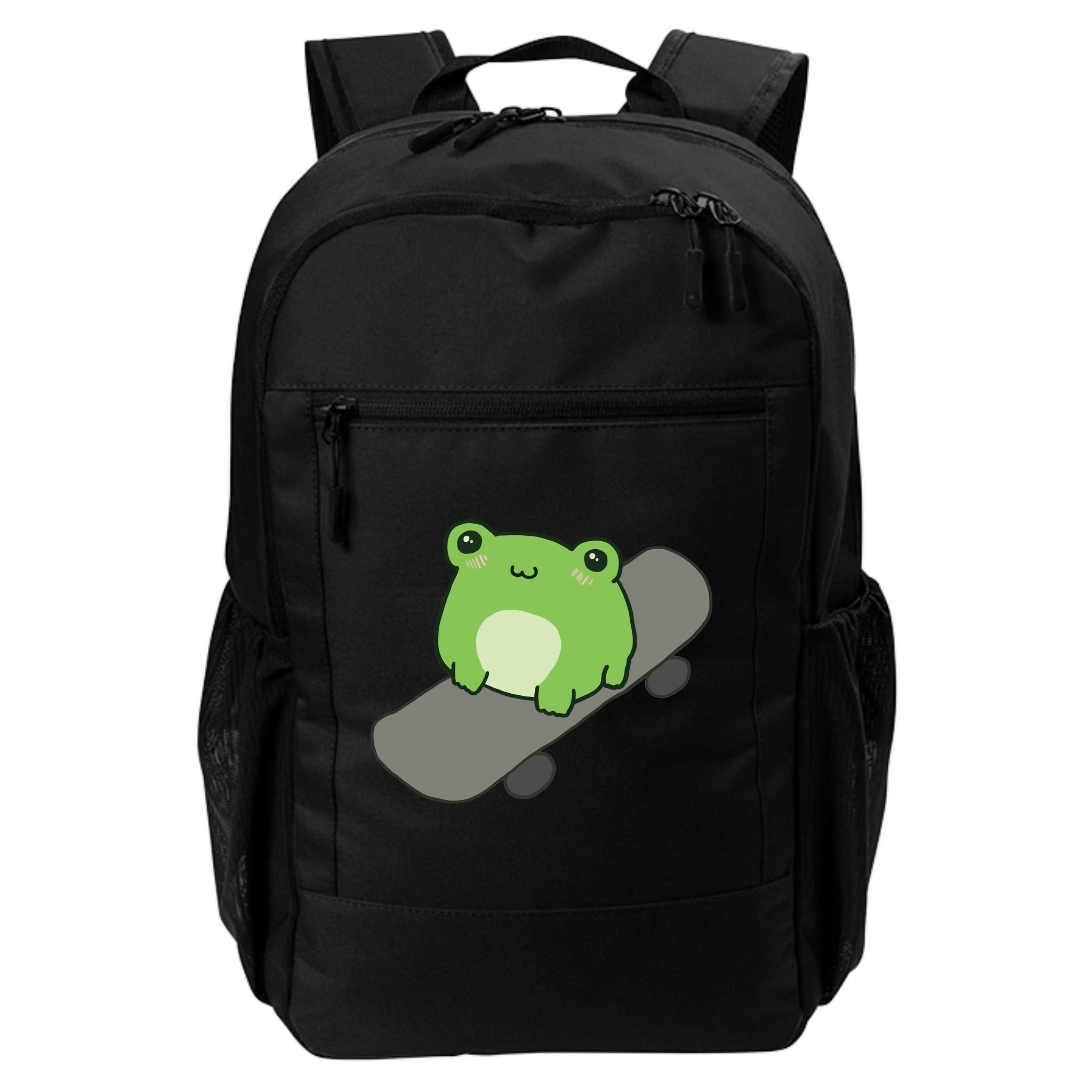 Cute Frog On Skateboard Kawaii Aesthetic Frog Backpack
