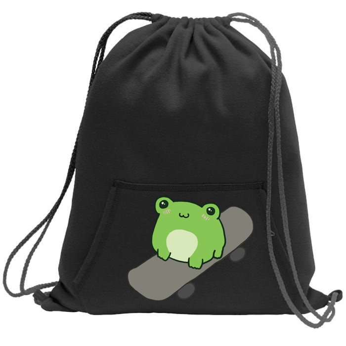 Cute Frog On Skateboard Kawaii Aesthetic Frog Sweatshirt Cinch Pack Bag