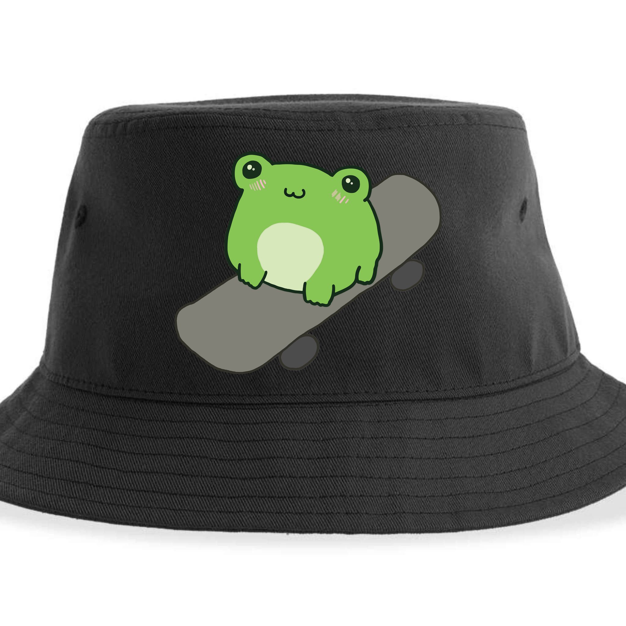 Cute Frog On Skateboard Kawaii Aesthetic Frog Sustainable Bucket Hat