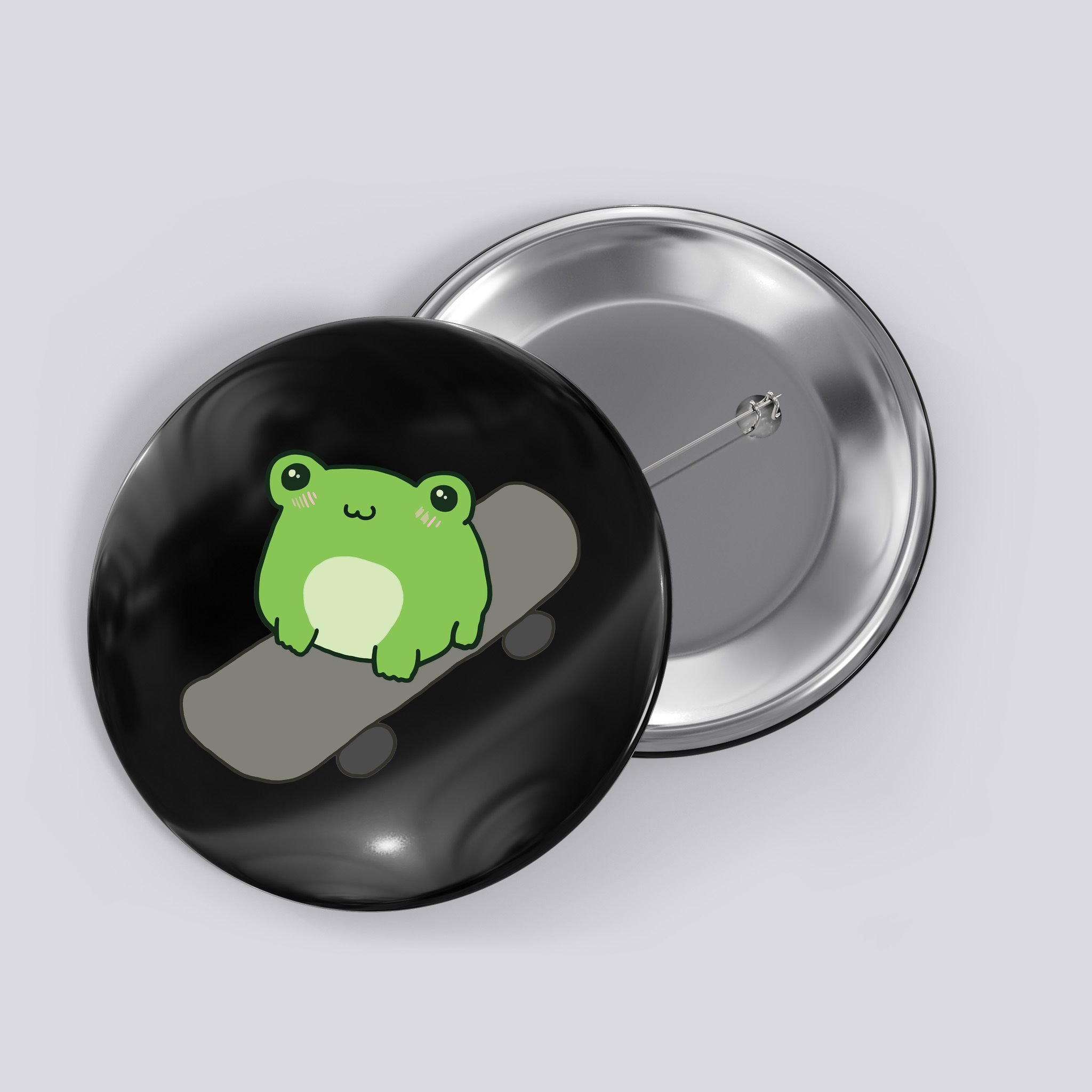 Cute Frog On Skateboard Kawaii Aesthetic Frog Button