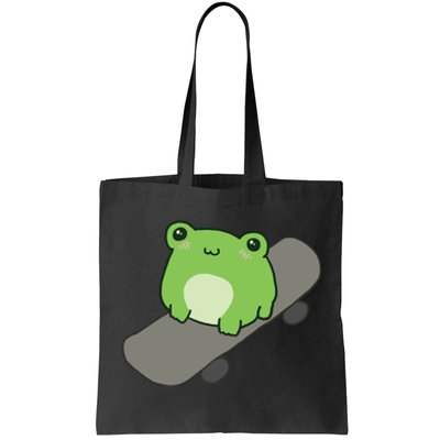 Cute Frog On Skateboard Kawaii Aesthetic Frog Tote Bag