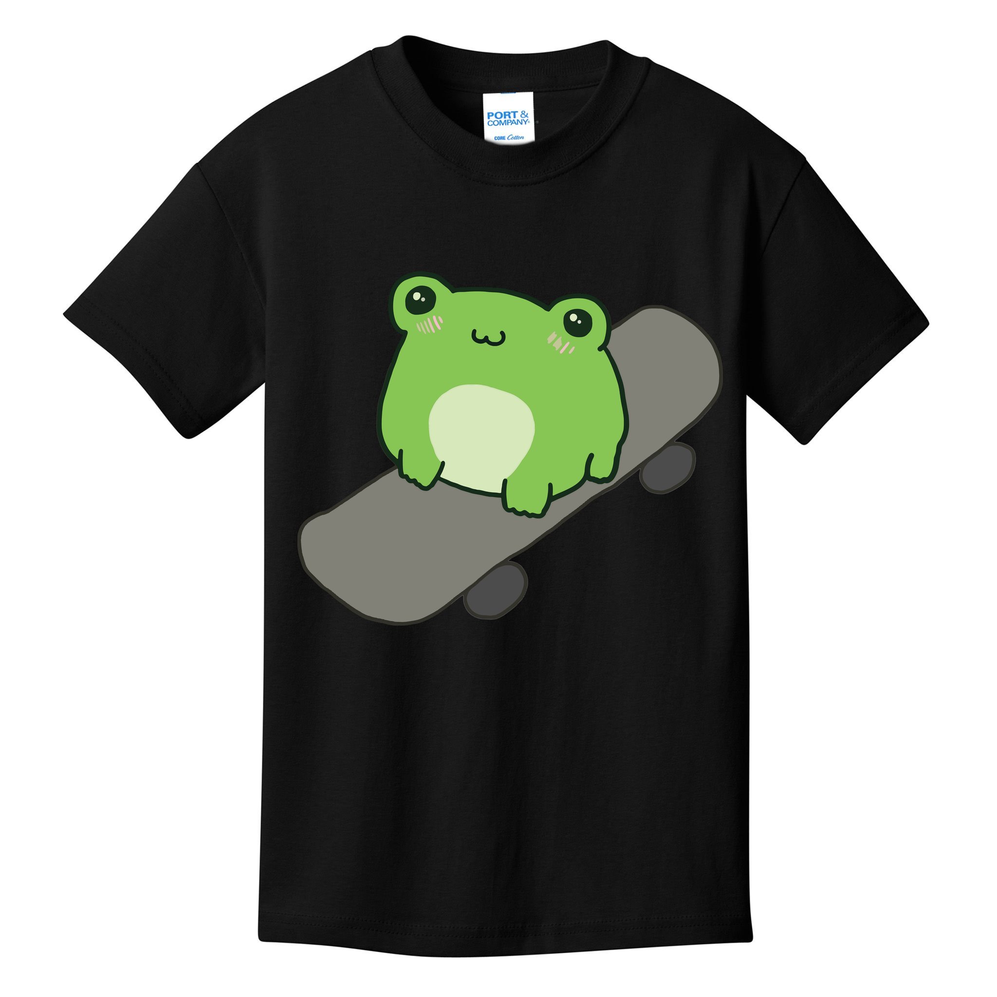 Cute Frog On Skateboard Kawaii Aesthetic Frog Kids T-Shirt