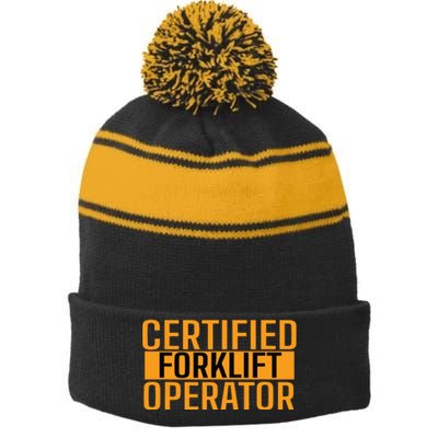 Certified Forklift Operator Forklift Driver Forklifting Men Stripe Pom Pom Beanie