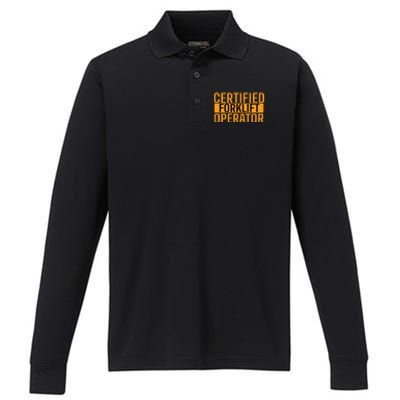 Certified Forklift Operator Forklift Driver Forklifting Men Performance Long Sleeve Polo