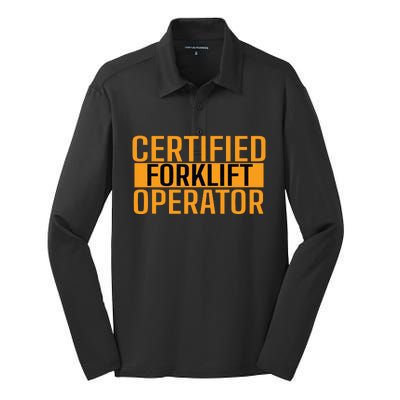 Certified Forklift Operator Forklift Driver Forklifting Men Silk Touch Performance Long Sleeve Polo