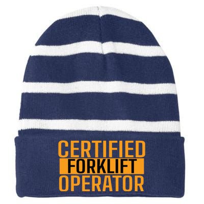 Certified Forklift Operator Forklift Driver Forklifting Men Striped Beanie with Solid Band