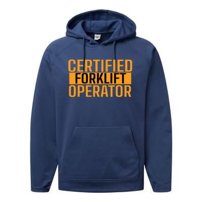 Certified Forklift Operator Forklift Driver Forklifting Men Performance Fleece Hoodie