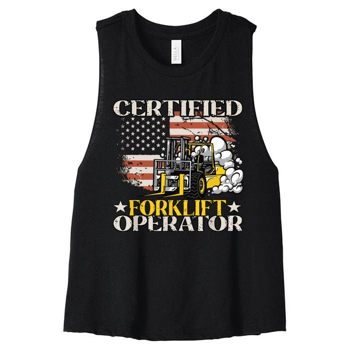 Certified Forklift Operator Forklift Driver Gift Women's Racerback Cropped Tank