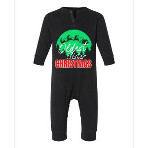 Christmas Funny Oldest Sister Matching Sibling Family Infant Fleece One Piece