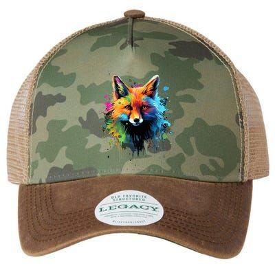 Cool Fox On Colorful Painted Fox Legacy Tie Dye Trucker Hat