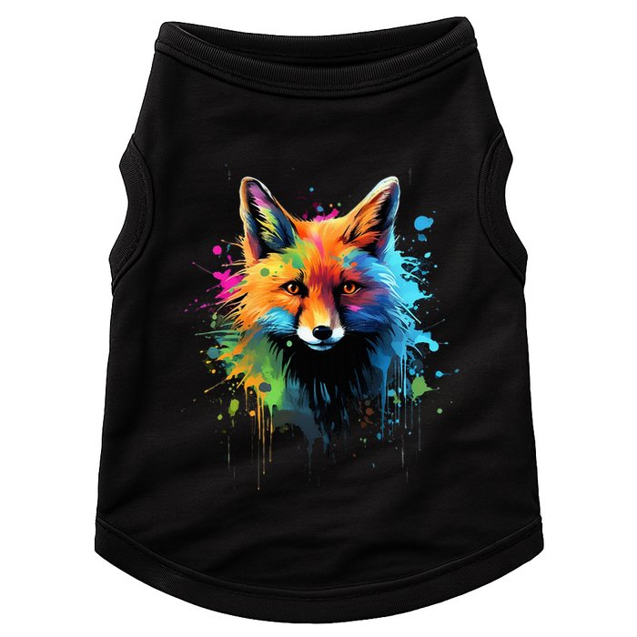 Cool Fox On Colorful Painted Fox Doggie Tank