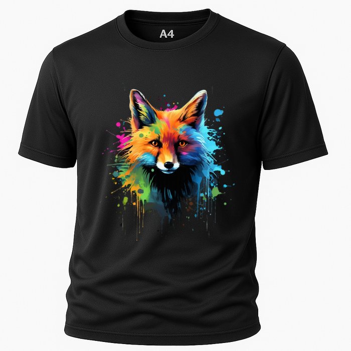 Cool Fox On Colorful Painted Fox Performance Shirt