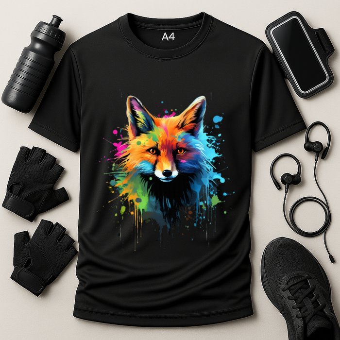 Cool Fox On Colorful Painted Fox Performance Shirt