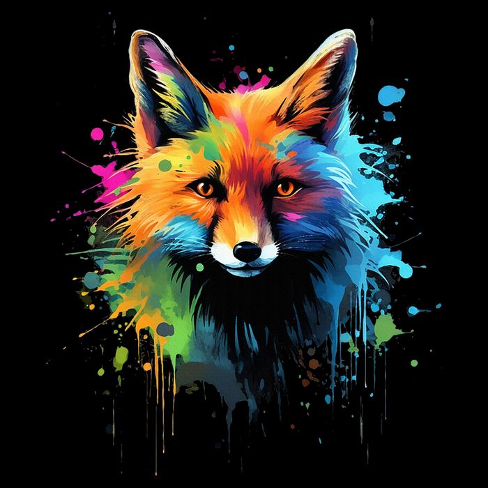Cool Fox On Colorful Painted Fox Performance Shirt