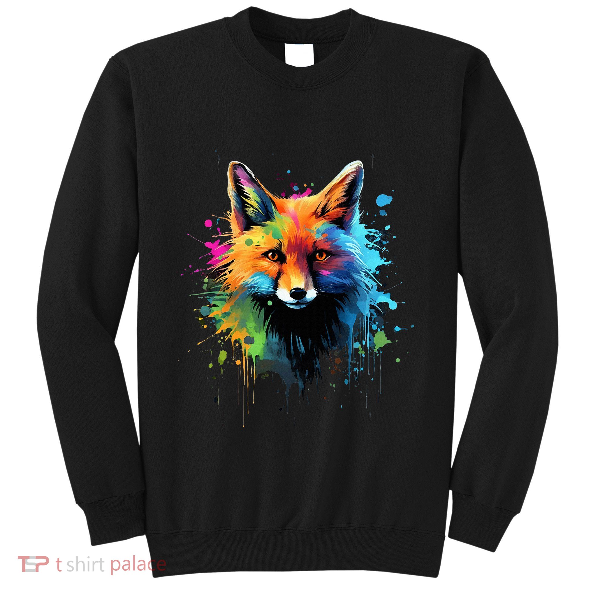 Cool Fox On Colorful Painted Fox Sweatshirt