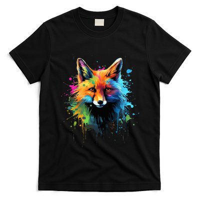 Cool Fox On Colorful Painted Fox T-Shirt