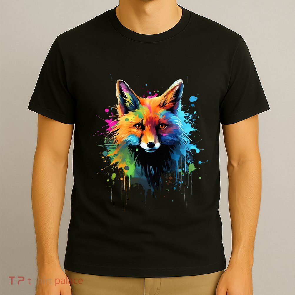 Cool Fox On Colorful Painted Fox T-Shirt