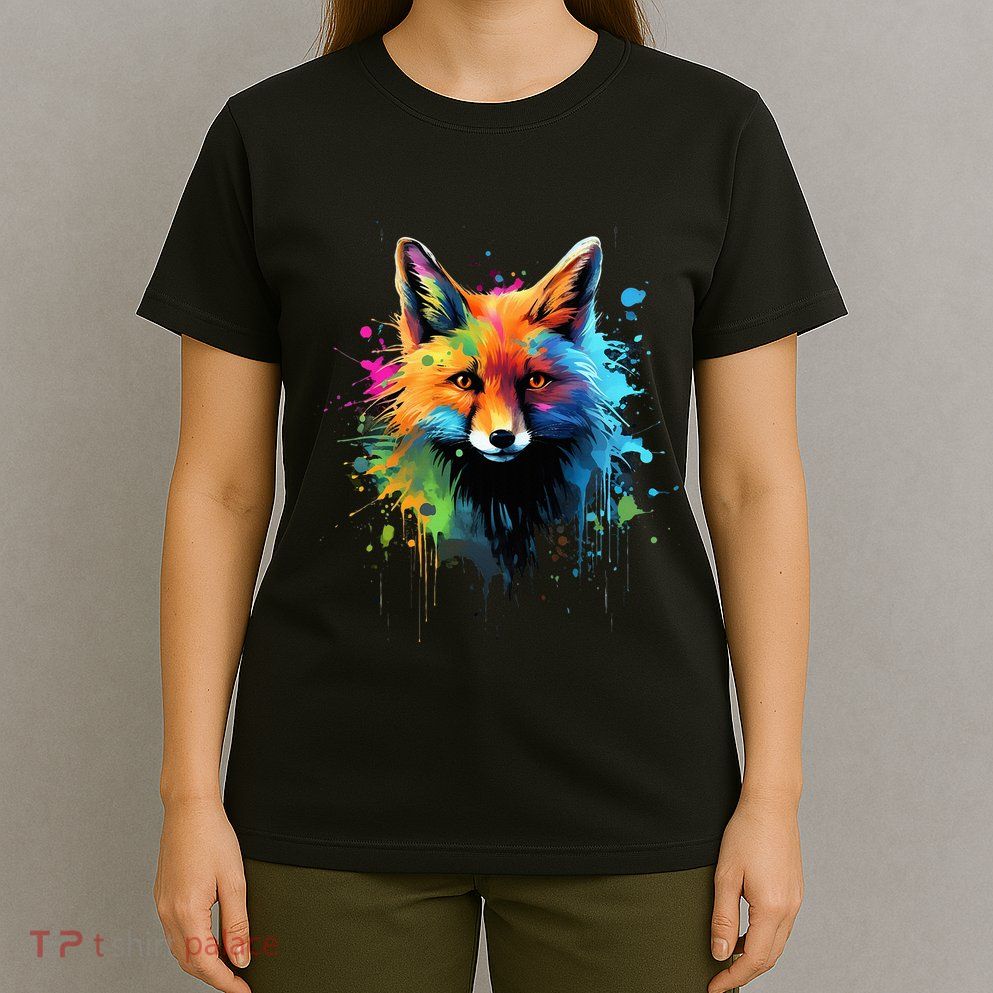 Cool Fox On Colorful Painted Fox T-Shirt