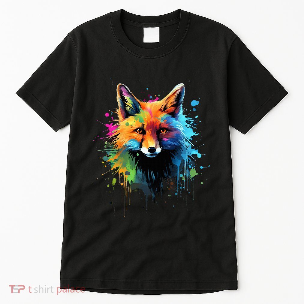 Cool Fox On Colorful Painted Fox Tall T-Shirt