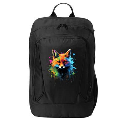Cool Fox On Colorful Painted Fox City Backpack